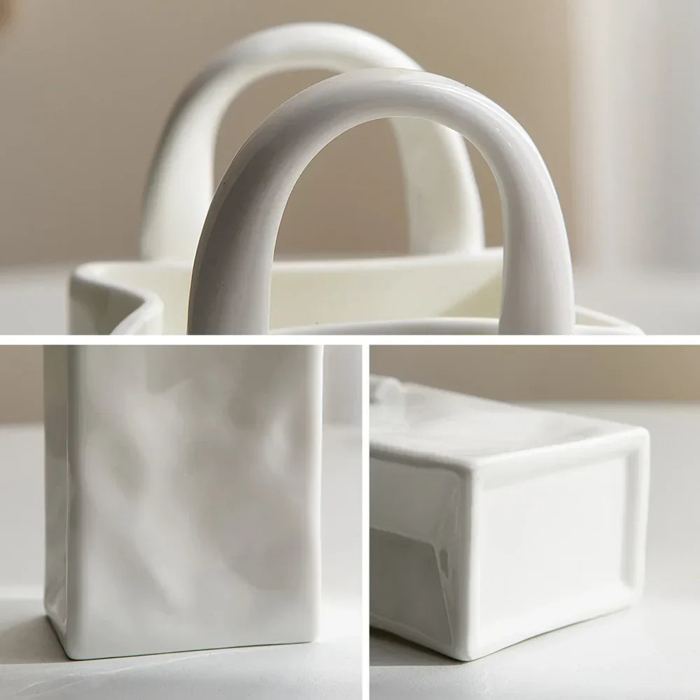 Norvo | Nordisk dekorativ vase håndveske keramisk vase dekorasjon hjem blomster for dekor borddekorasjons tilbehør romdekorasjon vasegave