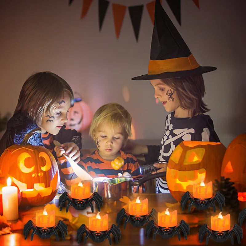 Norvo | ️Halloween Edderkopp Te-lys Spooky Elektrisk Flakkende Kunstige Lys