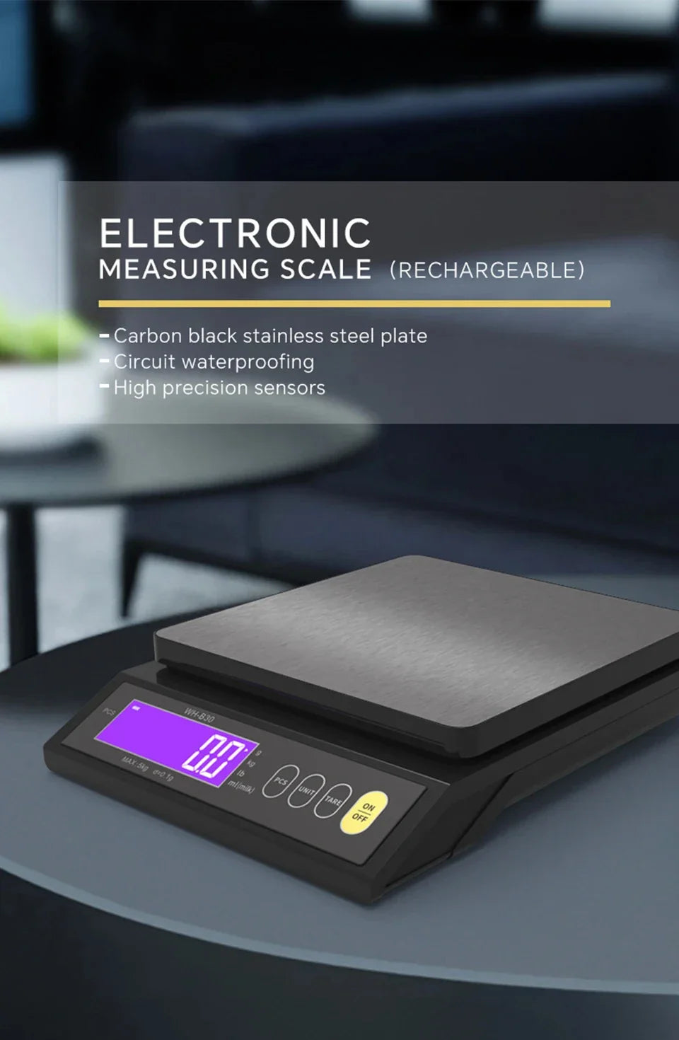 Norvo | 5 kg/0,1 g og 10 kg/1 g digital elektronisk kjøkkenvekt, LCD-skjerm, hel vanntett rustfritt stålværktøy for baking
