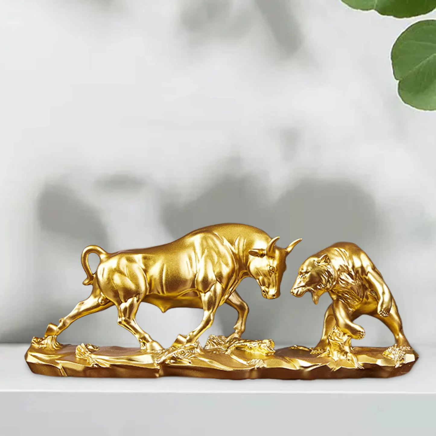 Norvo | Feng Shui Bjørn og Okse Statue, Okse Figur, Samling Kuh Skulpturer Dyr