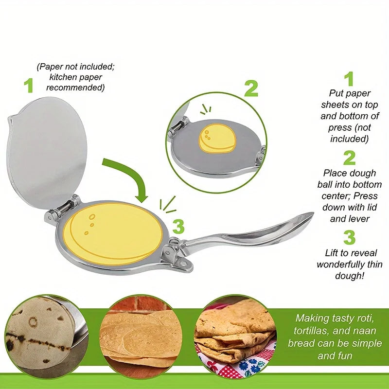 Norvo | 6,3 tommers DIY manuell tortilla presse - aluminiumlegering for hjemmelagde maistortillas og pannekaker