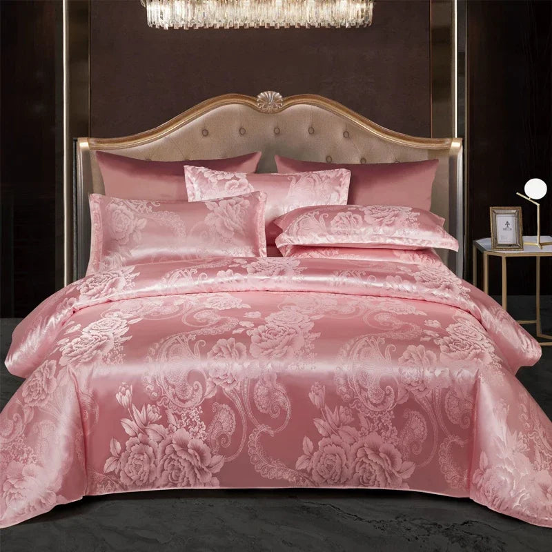 Norvo | Satin Rayon Jacquard Dynebeskytter Sett 264x229cm – Luksus Sommer Sengetøy for Komfortabel Søvn & Hjemmedekorasjon