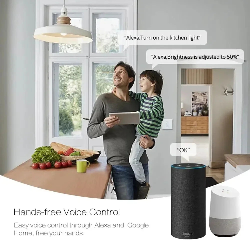 Tuya Smart Light Wall Switch med nøytral leder - WiFi-enhet Dimmerkontroll via SmartLife Google Alexa-apper