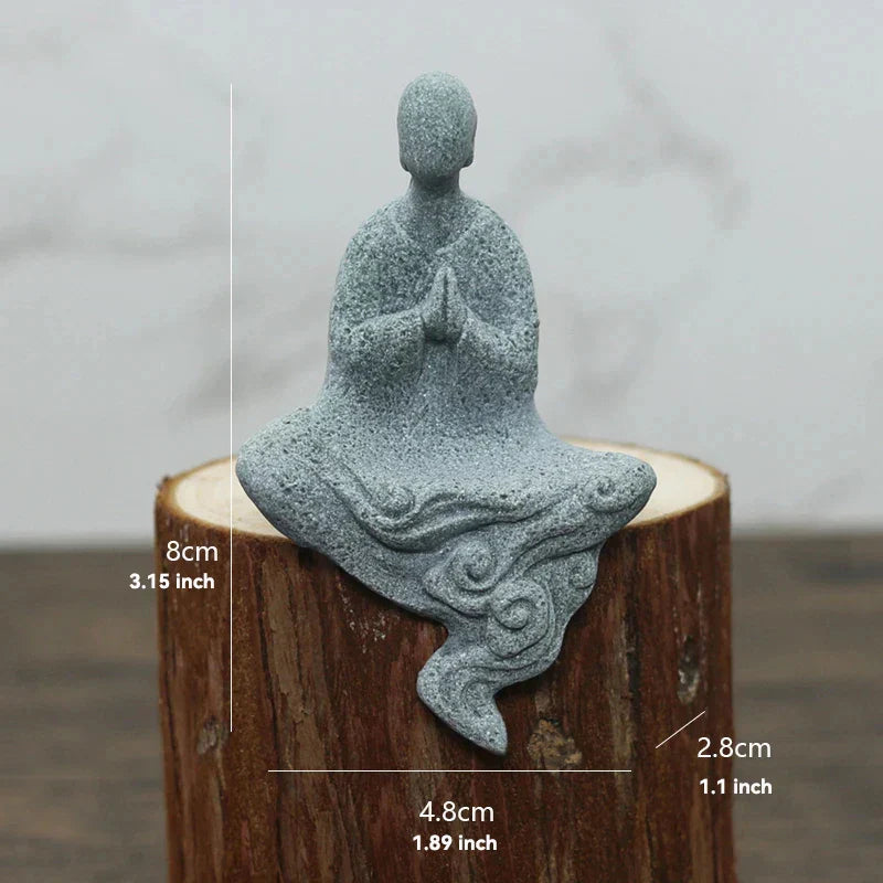 Norvo | Buddha Stein Statue Liten Buddhiste Munker Tibetansk Buddhisme Figurer Zen Hage Ornament Meditasjon Hjem Akvarium Dekorasjon