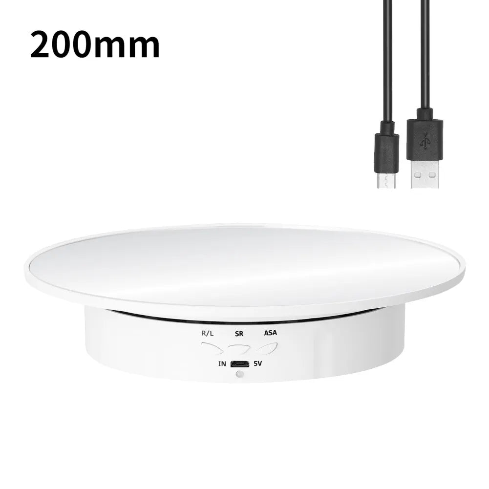 Norvo | Motorisert Roterende Speildisplaystativ - Tre Hastigheter, Platespillerholder, USB-strømforsyning for roterende skyting