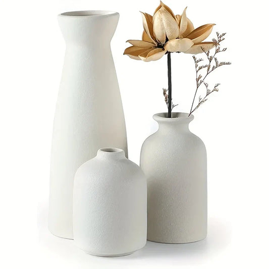 Norvo Vase Sett Av 3, Blomster Vaser For Rustikk Hjemmedekor, Moderne Bondegård Dekor, Stue Dekor, Hylle Dekor, Bord Dekor