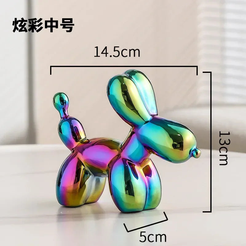 Norvo | Nordisk Keramisk Ballonghund Skulptur Gull Dyre Dekorasjoner Statue Stue Ornament Kreativ Skrivebord Ornament Hjem Dekor