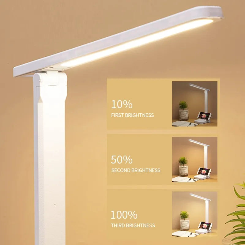 Norvo | 6000mAh oppladbar LED bordlampe USB 3 farger stegløs dimbar skrivebordslampe berøring foldbar øye-beskyttende leselys nattlys