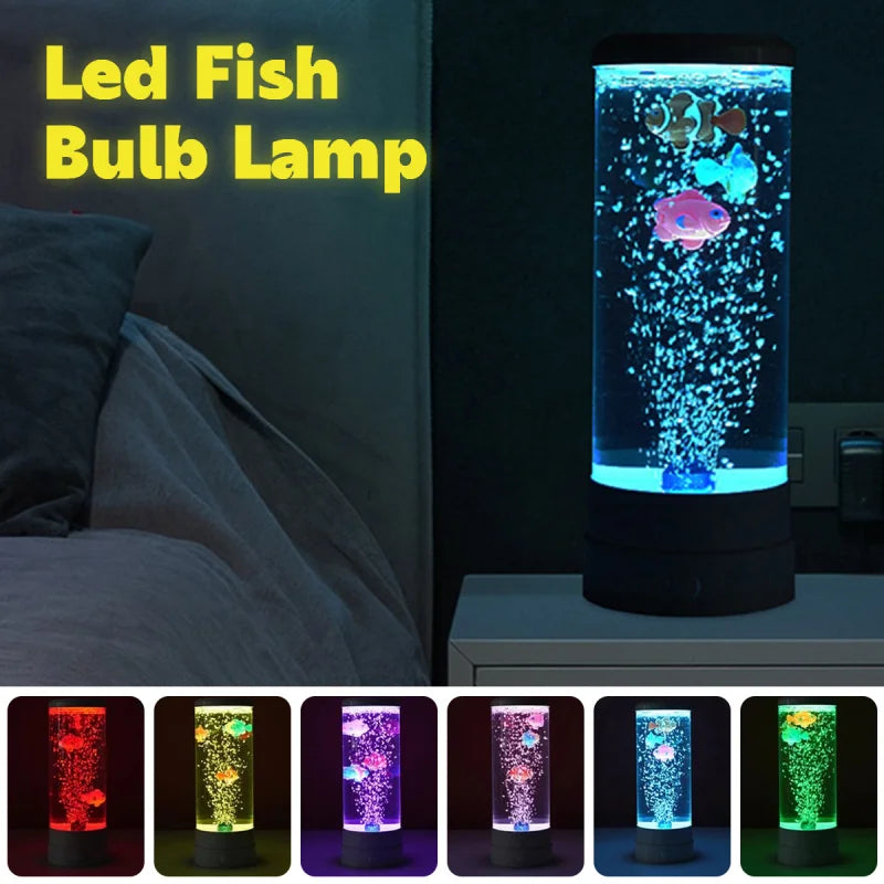 Norvo | Simulert LED Fargerik Stor Boble Fisk Lys Akvarium Tank Usb Natt Lys for Hjem Kontor Soverom Stue