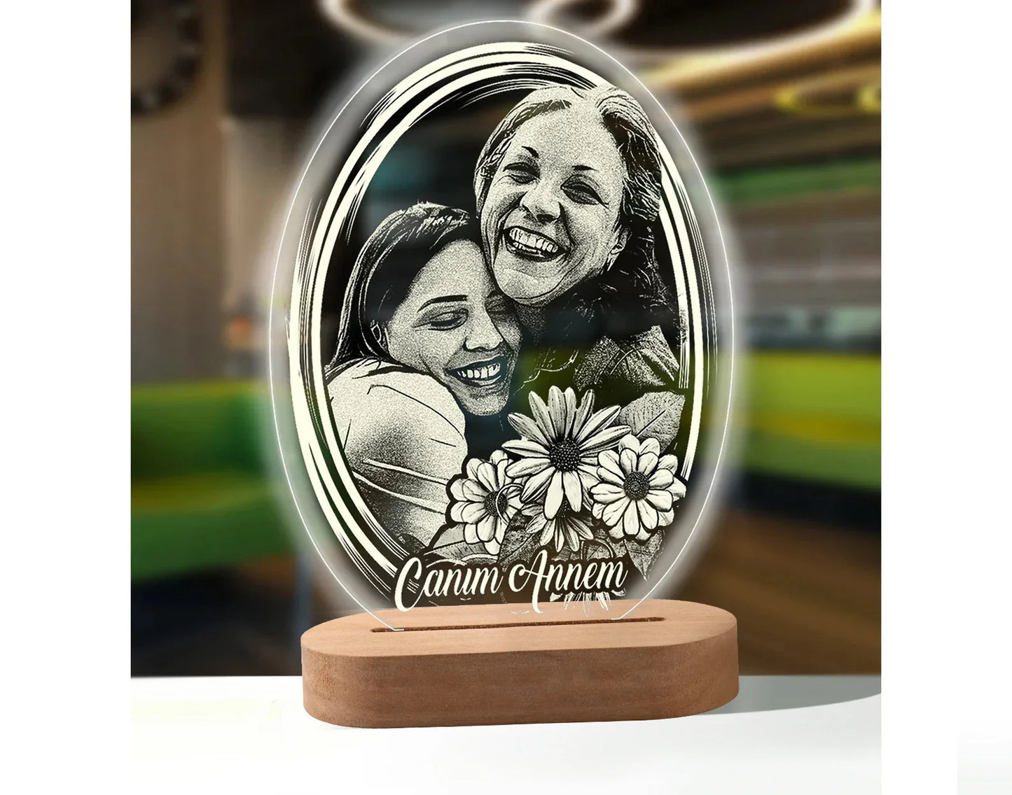 Norvo | Personlig 3D-foto-lampe: Individuell foto og tekst nattlys - Ideell for Valentinsdag, bryllup, jubileum, bursdagsgaver