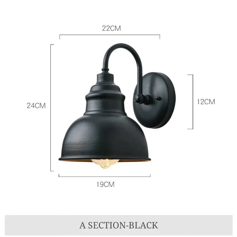Norvo | Vanntett Retro Utendørs Hage Veranda Vegglampe: Vintage Jern Vegglampe for Korridor, Trapp, Gårdsplass, Balkong, Villa