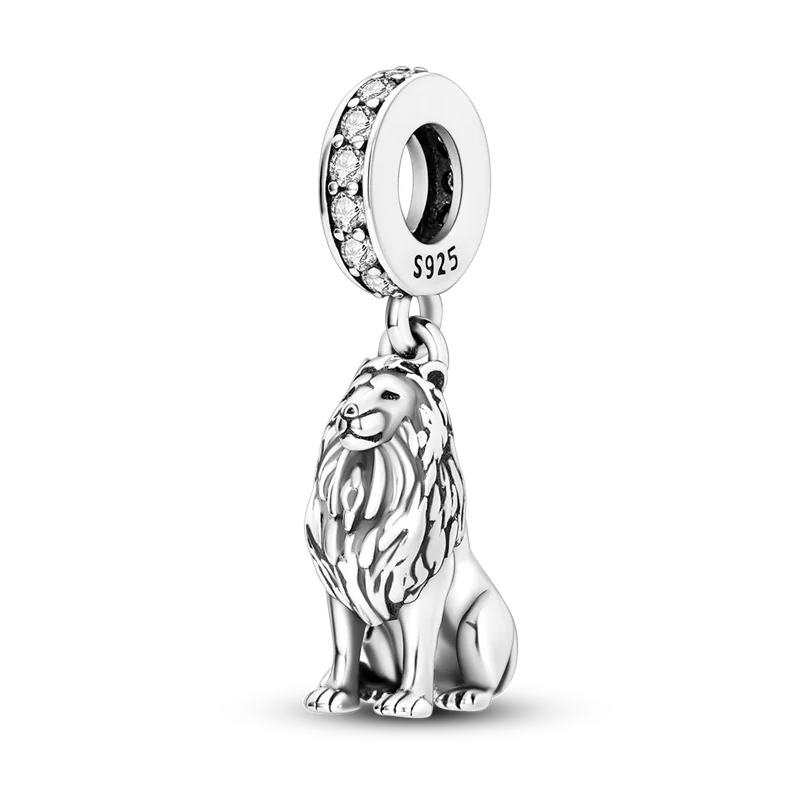 Norvo | 925 Sølv Gylden Leopard Charms Perler Fargerik Kameleon Nesehorn Løve Skarabé Katt Anheng Kompatibel med Original Pandora Armbånd Smykker