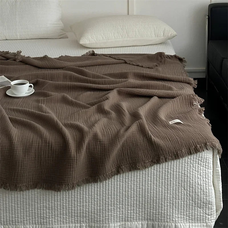 Norvo | Ensfarget bomull sofa teppe