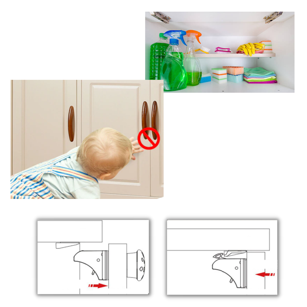 Pakke med 4 magnetiske skaplåser for barn