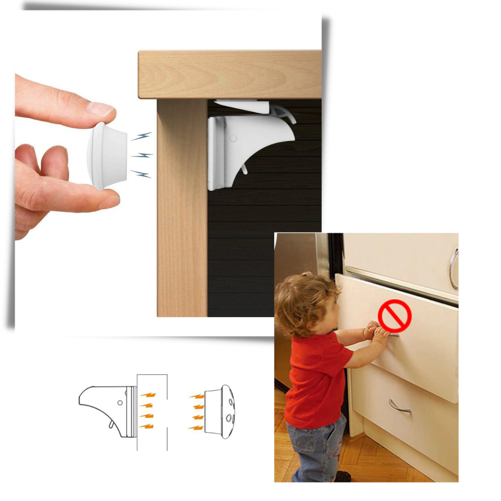 Pakke med 4 magnetiske skaplåser for barn