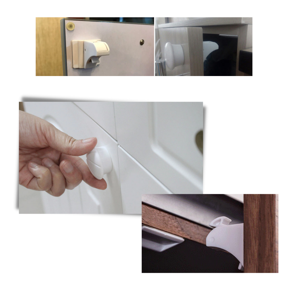Pakke med 4 magnetiske skaplåser for barn