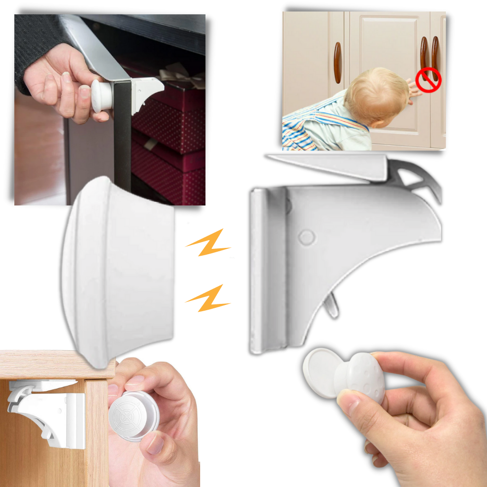 Pakke med 4 magnetiske skaplåser for barn