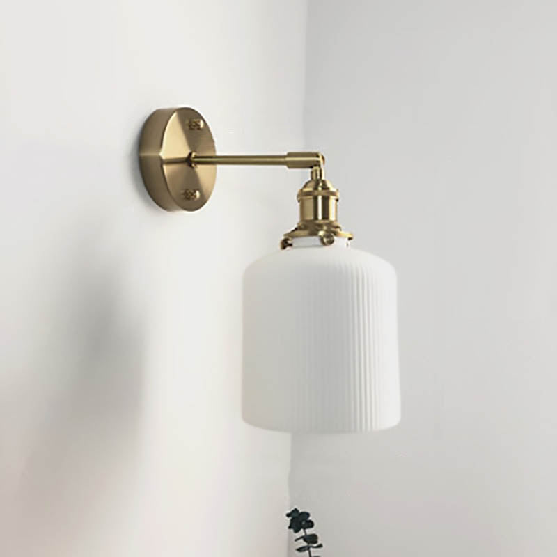 Norvo | Japansk Retro Minimalistisk Sylinder Oval Messing Lucite 1-Lys Vegglampe