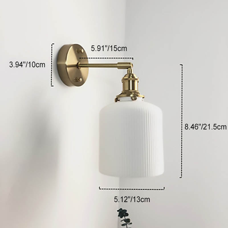 Norvo | Japansk Retro Minimalistisk Sylinder Oval Messing Lucite 1-Lys Vegglampe