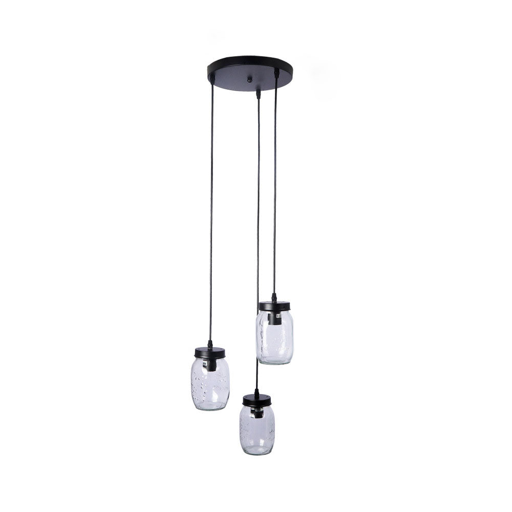 Norvo | Modern Enkelhet Jern Glass Flaske 3-Lys Chandeliers For Stue