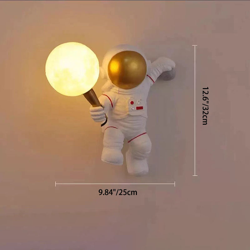 Norvo | Moderne Kreativ Tegneserie Astronaut Harpiks ABS 1-Lyskilde Vegglampe for Soverom