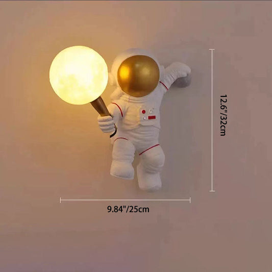 Norvo | Moderne Kreativ Tegneserie Astronaut Harpiks ABS 1-Lyskilde Vegglampe for Soverom