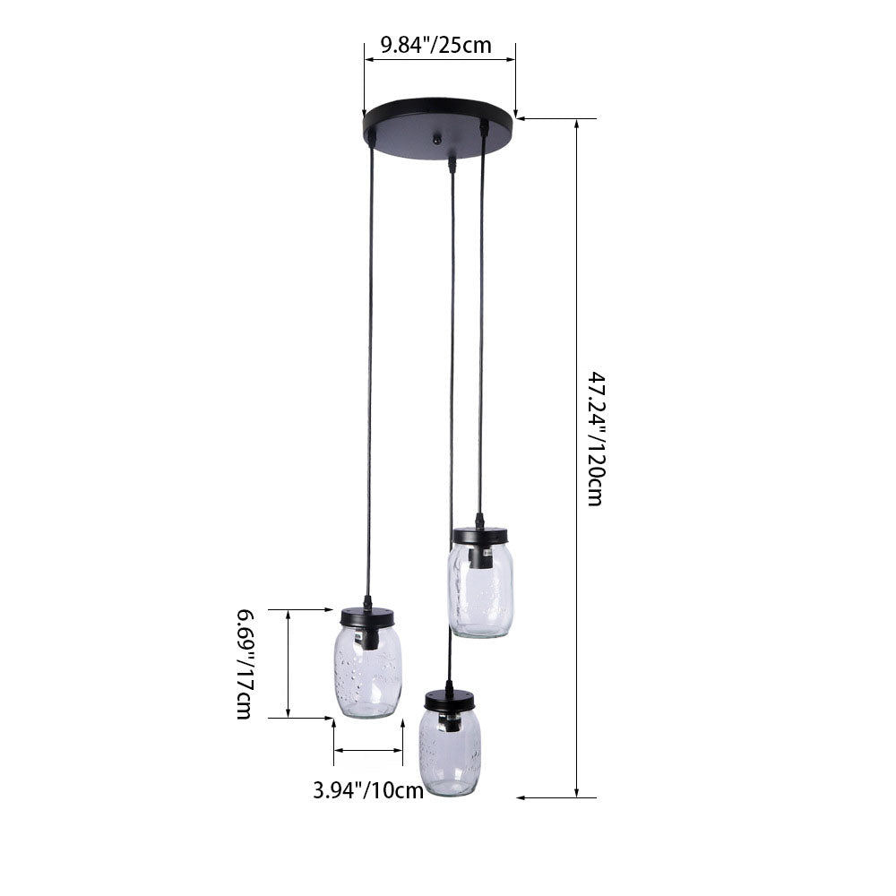 Norvo | Modern Enkelhet Jern Glass Flaske 3-Lys Chandeliers For Stue