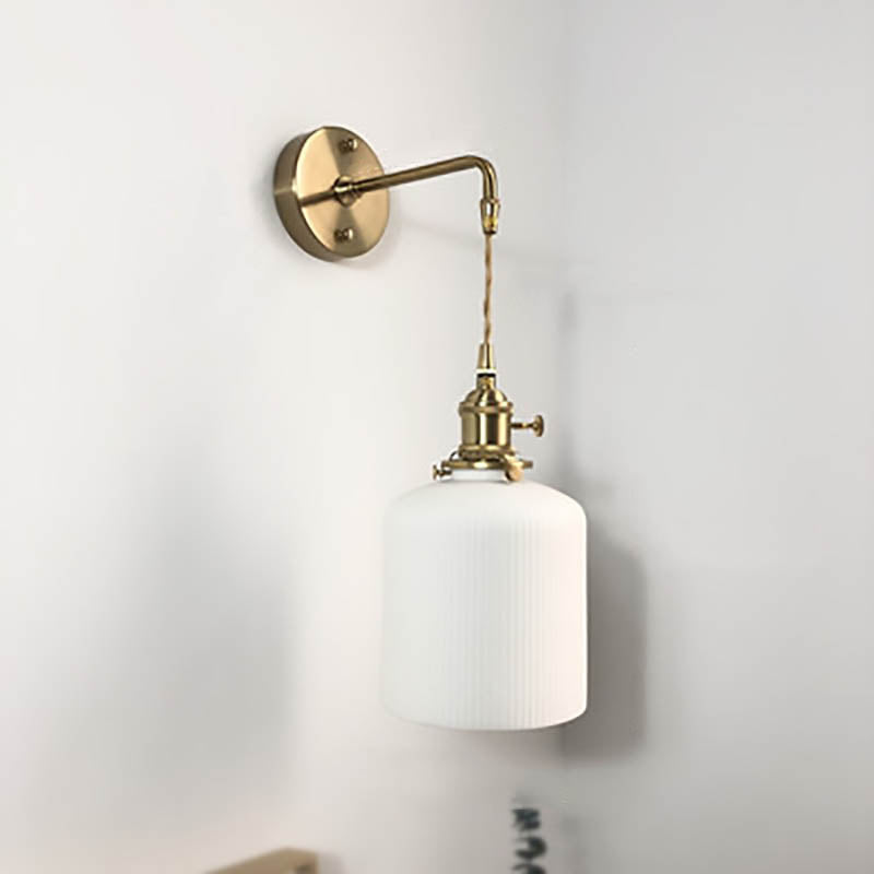 Norvo | Japansk Retro Minimalistisk Sylinder Oval Messing Lucite 1-Lys Vegglampe