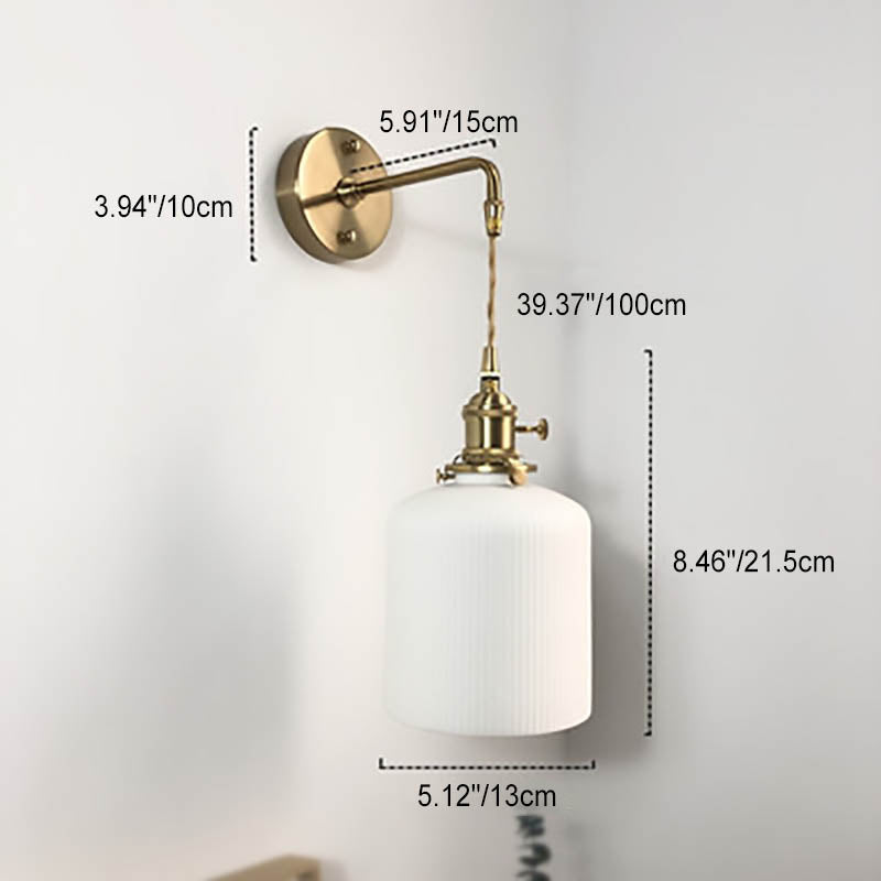 Norvo | Japansk Retro Minimalistisk Sylinder Oval Messing Lucite 1-Lys Vegglampe