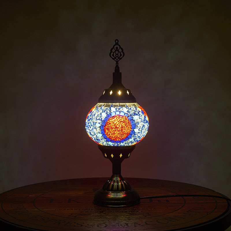 Norvo | Tradisjonell Tiffany romantisk oval jern emaljert 1-lampe bordlampe for soverommet