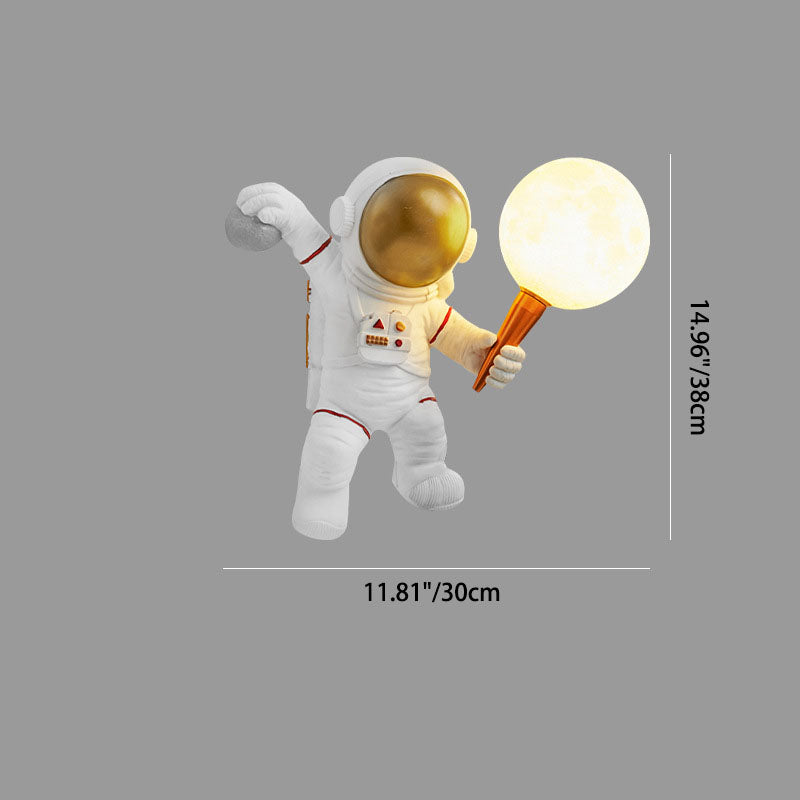 Norvo | Moderne Kreativ Tegneserie Astronaut Harpiks ABS 1-Lyskilde Vegglampe for Soverom