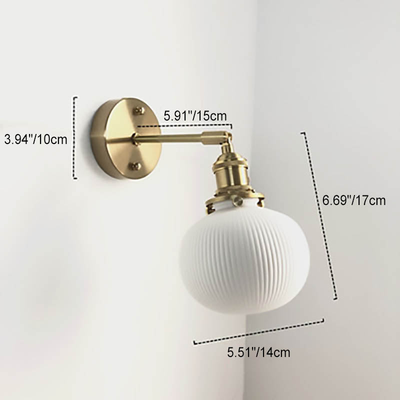Norvo | Japansk Retro Minimalistisk Sylinder Oval Messing Lucite 1-Lys Vegglampe