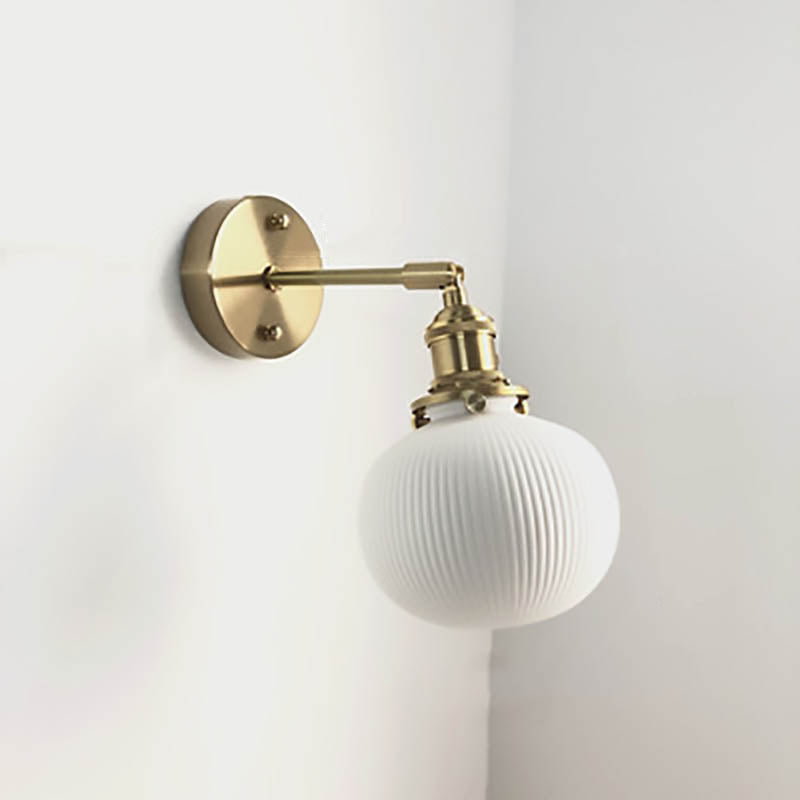 Norvo | Japansk Retro Minimalistisk Sylinder Oval Messing Lucite 1-Lys Vegglampe