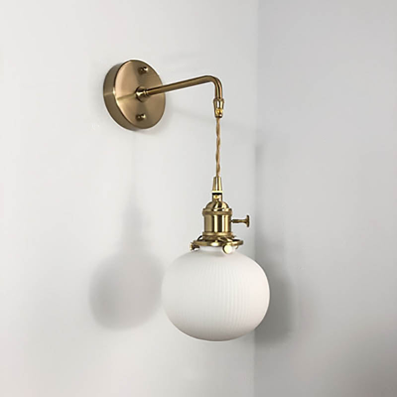 Norvo | Japansk Retro Minimalistisk Sylinder Oval Messing Lucite 1-Lys Vegglampe