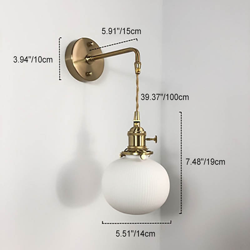 Norvo | Japansk Retro Minimalistisk Sylinder Oval Messing Lucite 1-Lys Vegglampe