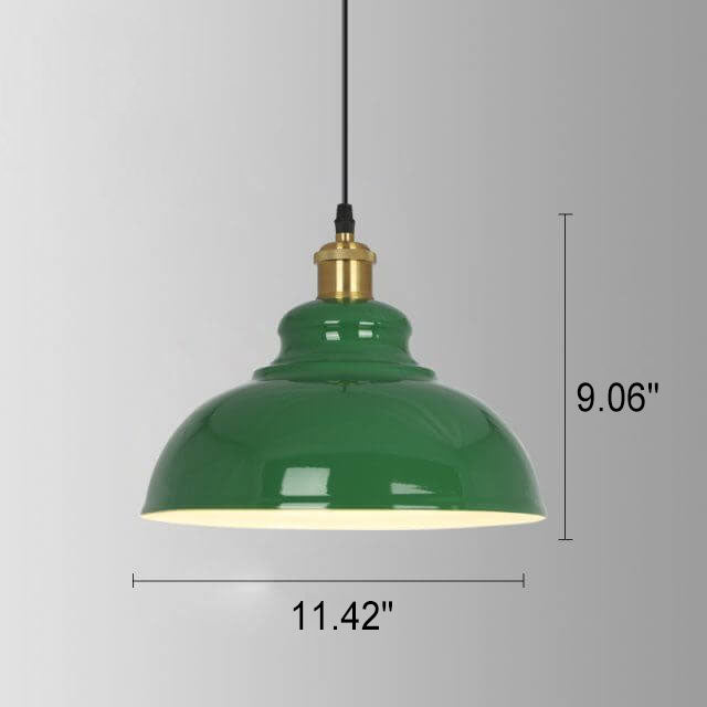 Norvo | RetroDome Industriell Vintage Pendellampe | Grønn Jernkuppel Design | Enkelt Lys | Rustikk Takbelysning