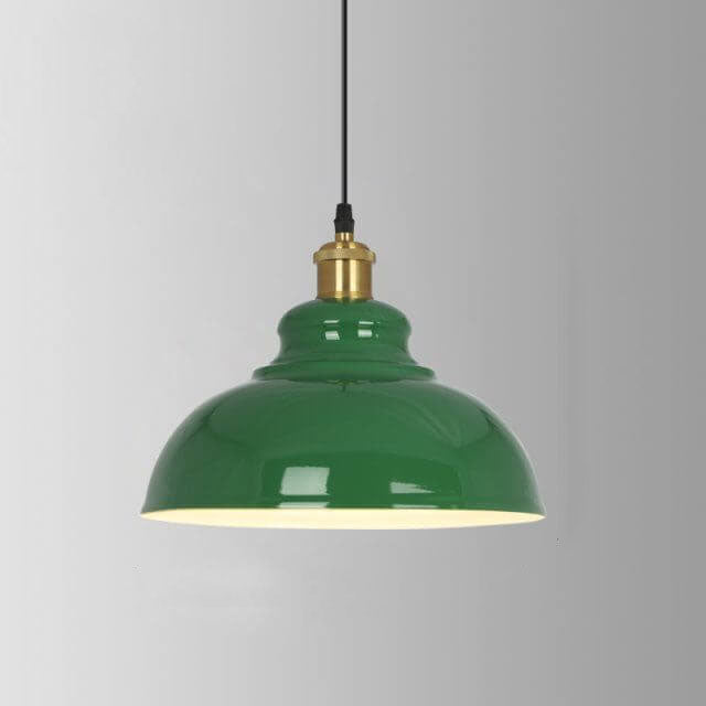 Norvo | RetroDome Industriell Vintage Pendellampe | Grønn Jernkuppel Design | Enkelt Lys | Rustikk Takbelysning
