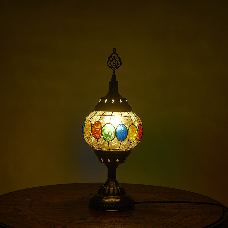 Norvo | Tradisjonell Tiffany romantisk oval jern emaljert 1-lampe bordlampe for soverommet