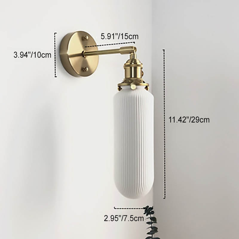 Norvo | Japansk Retro Minimalistisk Sylinder Oval Messing Lucite 1-Lys Vegglampe