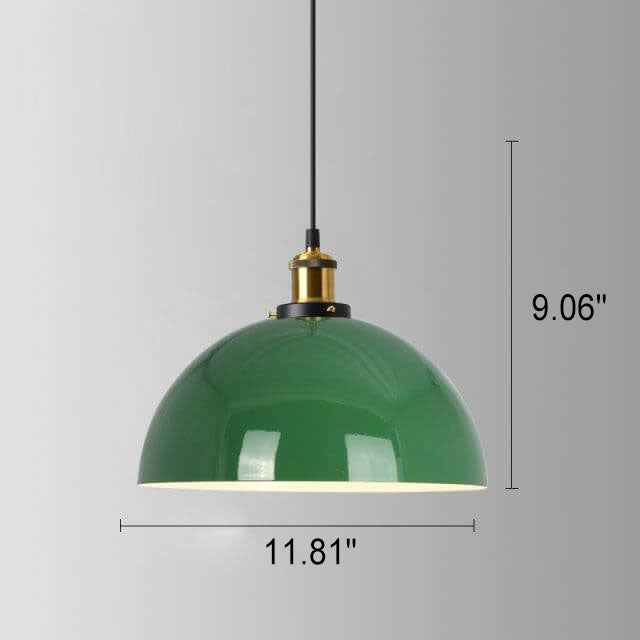 Norvo | RetroDome Industriell Vintage Pendellampe | Grønn Jernkuppel Design | Enkelt Lys | Rustikk Takbelysning