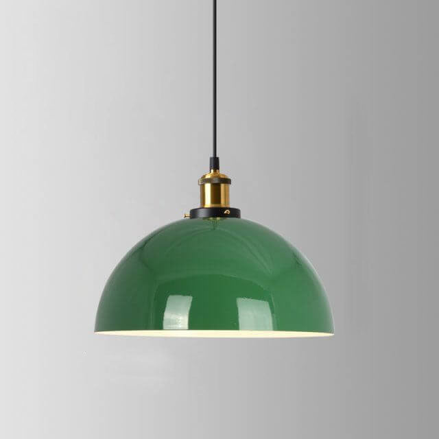 Norvo | RetroDome Industriell Vintage Pendellampe | Grønn Jernkuppel Design | Enkelt Lys | Rustikk Takbelysning