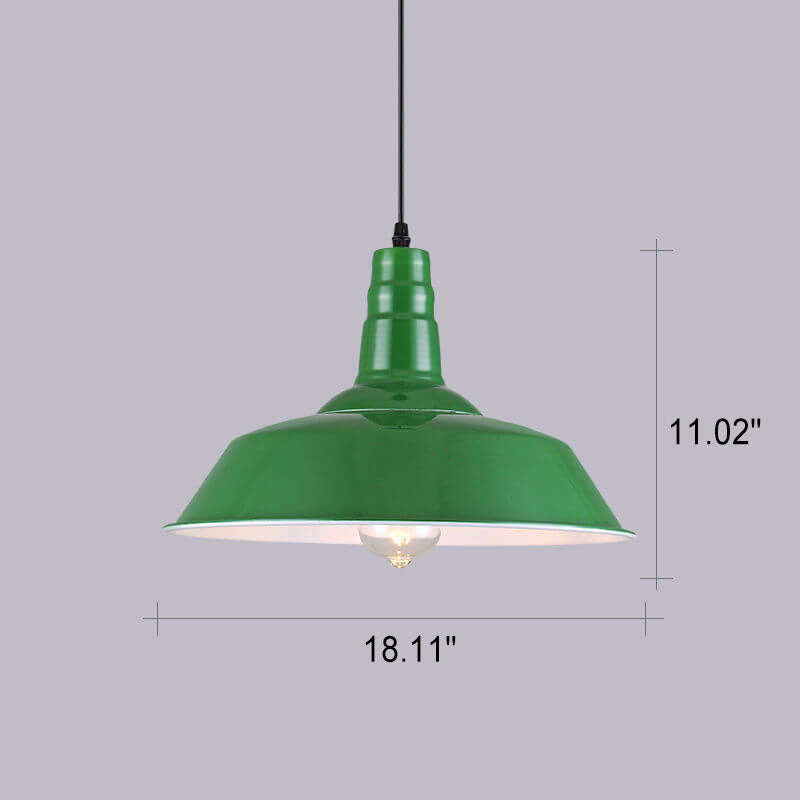 Norvo | RetroDome Industriell Vintage Pendellampe | Grønn Jernkuppel Design | Enkelt Lys | Rustikk Takbelysning