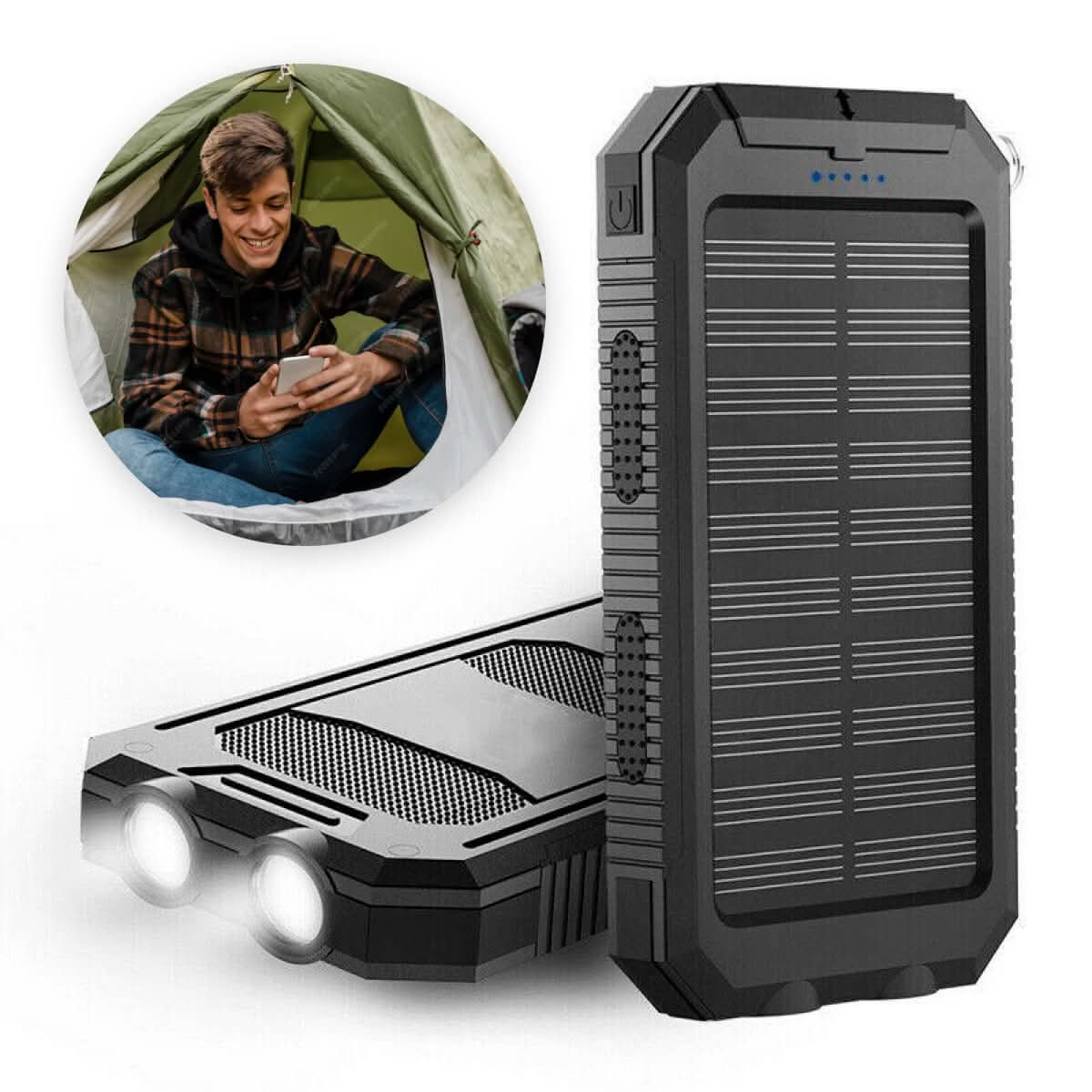 Norvo | Vanntett solcelle powerbank med 30000mAh for utendørs eventyr
