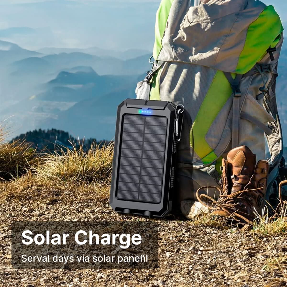Norvo | Vanntett solcelle powerbank med 30000mAh for utendørs eventyr