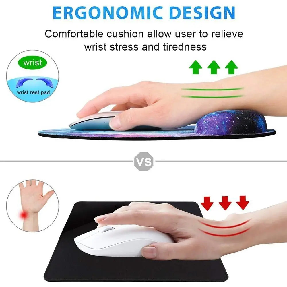 Norvo | Ergonomisk Marmorert Tekstur Mus Matte - Ikke-Glidende Håndleddstøtte - Komfortabel Spillmatte