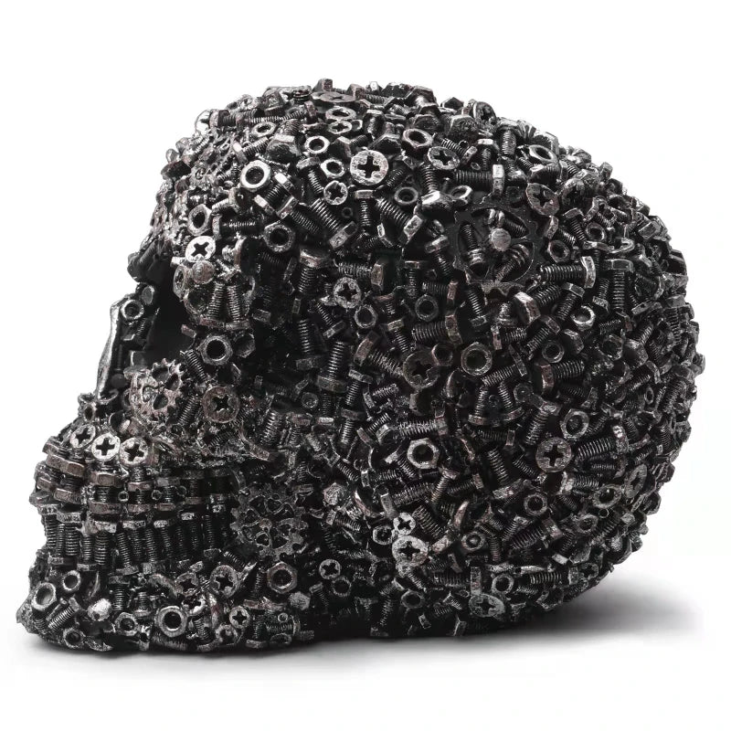Norvo Harpiks Skrue Gir Mekanisk Stil Hodeskalle Dekorative Håndverk Ornament Hjem Dekor Statue Halloween Dekorasjon Skulptur