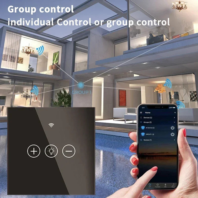 Tuya Smart Light Wall Switch med nøytral leder - WiFi-enhet Dimmerkontroll via SmartLife Google Alexa-apper