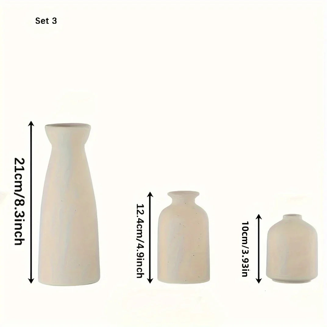 Norvo Vase Sett Av 3, Blomster Vaser For Rustikk Hjemmedekor, Moderne Bondegård Dekor, Stue Dekor, Hylle Dekor, Bord Dekor