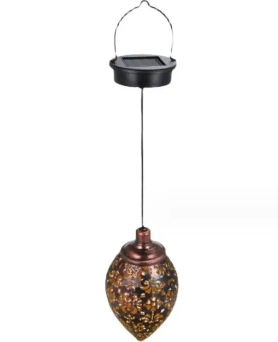 Norvo | Lumivis SolArt Solcelle Hage Lantern Drop Form | Vanntett & Projektions Effekt | Metall | For Balkong, Terrasse & Utendørsområde