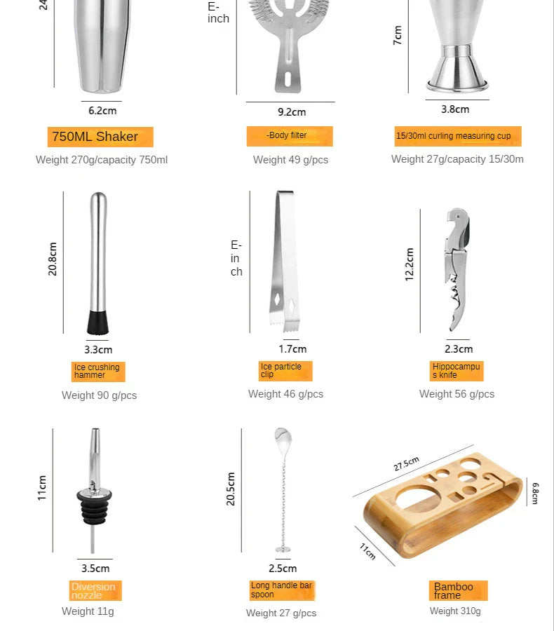 Norvo Metal Bar Set | Elegant Cocktail og Bartender Set | Perfekte Drinker Enkle å Lage